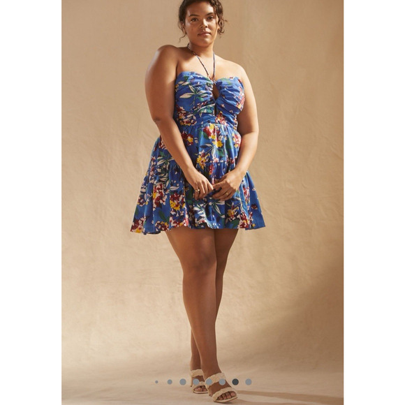 NEW Anthropologie Plus Size Emily Halter Mini Dress Blue Pockets Halter 3X $140 - Picture 16 of 16